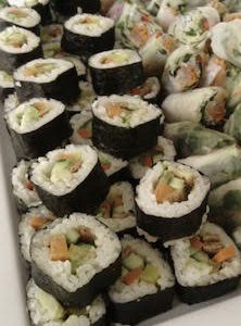 Assorted sushi rolls, sliced