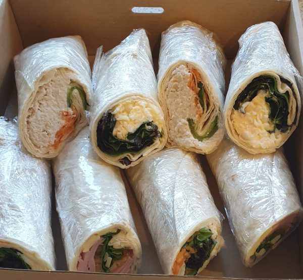 A box containing a selection of wraps