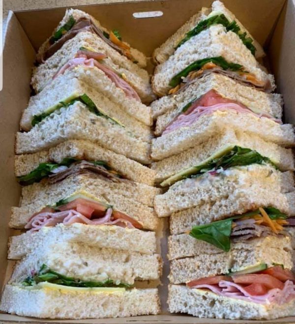 Assorted triangle-cut sandwiches